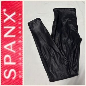 SPANX Womens‎ Medium Faux Leather Leggings High Waist Black